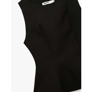 Kadın Giyim Bisiklet Yaka Kolsuz Peplum Bluz - KOTON - 6WAK60105PW - SİYAH - 36