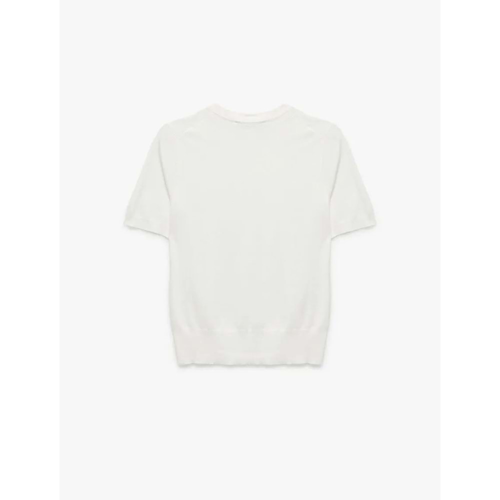 Kadın Giyim Kısa Kollu Bisiklet Yaka Basic Triko Kazak - KOTON - 6WAK90018HT - EKRU - S