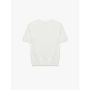 Kadın Giyim Kısa Kollu Bisiklet Yaka Basic Triko Kazak - KOTON - 6WAK90018HT - EKRU - S