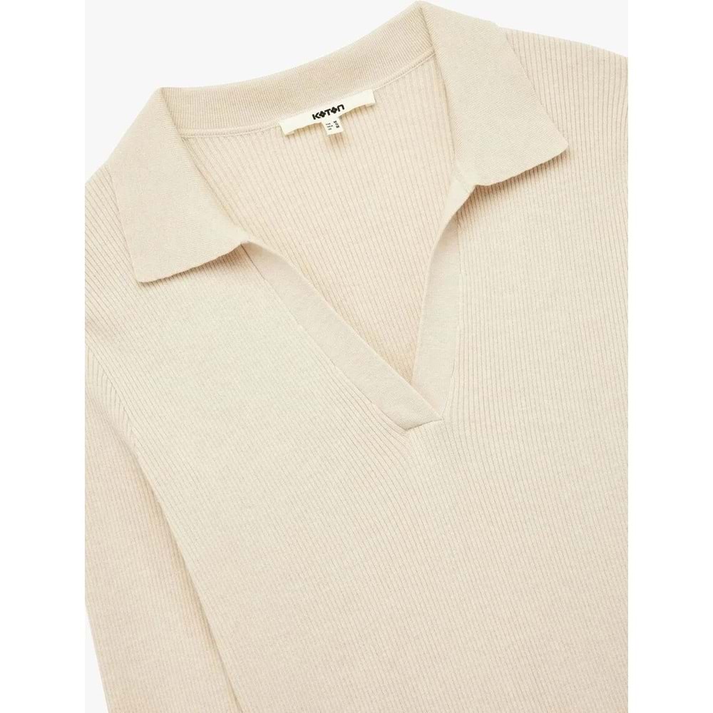 Kadın Giyim Uzun Kollu Polo Yaka Triko Kazak - KOTON - 6WAK90122HT - ANTRASİT - L