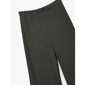 Kadın Giyim Viskon Karışımlı Yüksek Bel İspanyol Paça Tayt Pantolon - KOTON - 6WAL40013IK - ANTRASİT - L