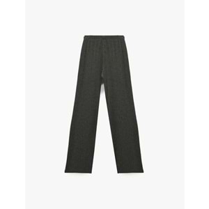 Kadın Giyim Viskon Karışımlı Yüksek Bel İspanyol Paça Tayt Pantolon - KOTON - 6WAL40013IK - ANTRASİT - L