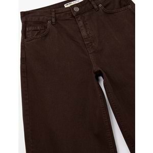 Kadın Giyim Pamuklu Bol Kesim Geniş Paça Jean Pantolon - Loose Straight Fit Jean - KOTON - 6WAL40016MW - KAHVERENGİ - 36