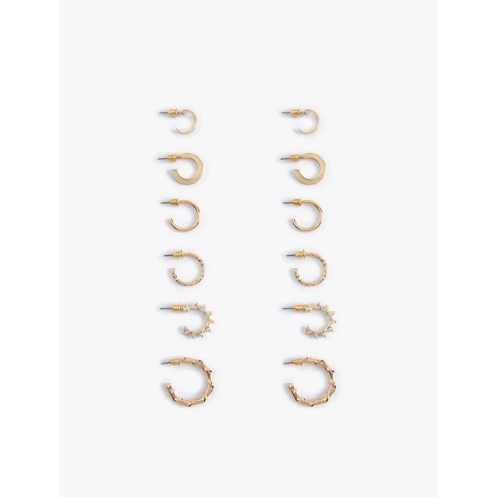 Kadın Aksesuar Çelik Karışımlı 6'lı Halka Küpe Seti