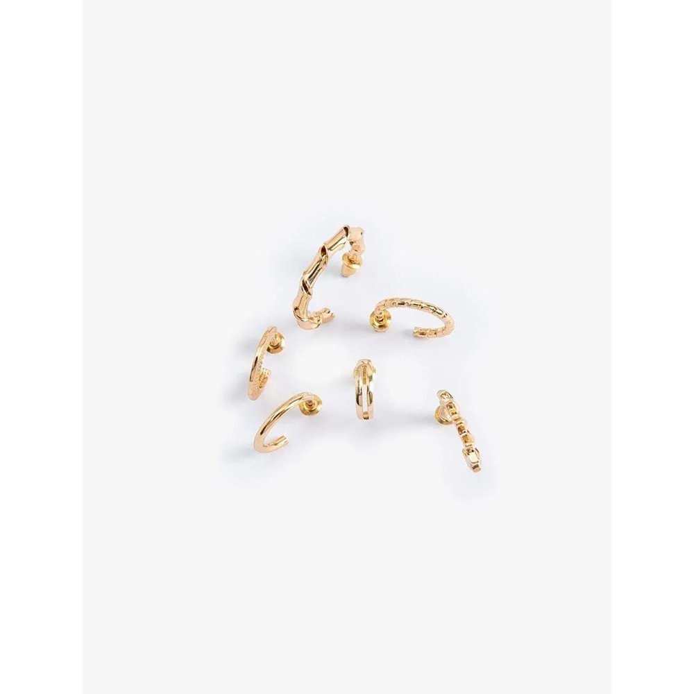 Kadın Aksesuar Çelik Karışımlı 6'lı Halka Küpe Seti