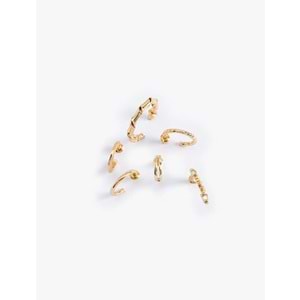 Kadın Aksesuar Çelik Karışımlı 6'lı Halka Küpe Seti