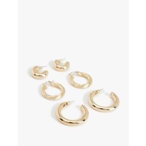 Kadın Aksesuar 3'lü Halka Küpe Seti - KOTON - 6WAK70184AA - ADA ÇAYI - T