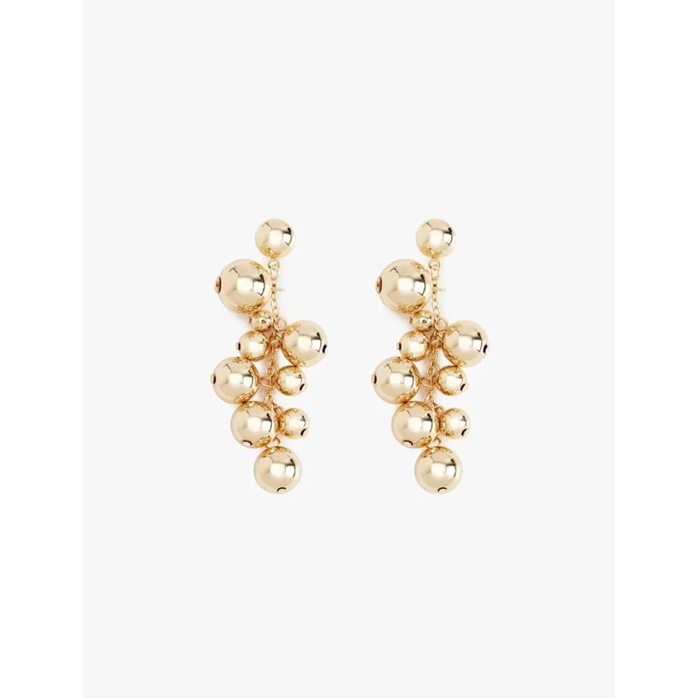 Kadın Aksesuar Sallantılı Metal Boncuklu Küpe