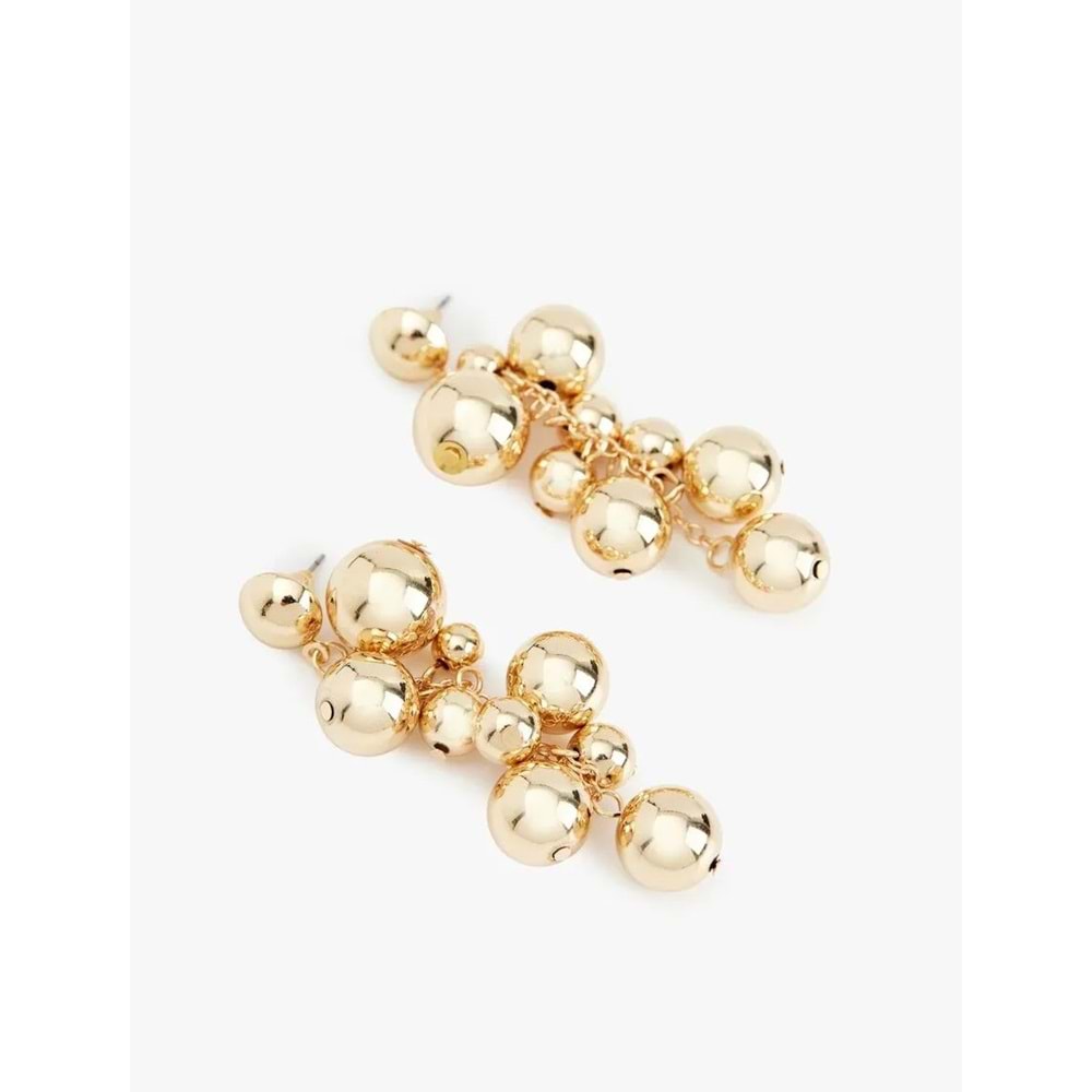 Kadın Aksesuar Sallantılı Metal Boncuklu Küpe