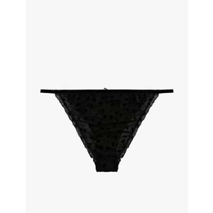 Kadın İç Giyim Fırfır Detaylı Yanları İpli Tül Brazilian Külot - KOTON - 6WLK30129MK - SİYAH - S