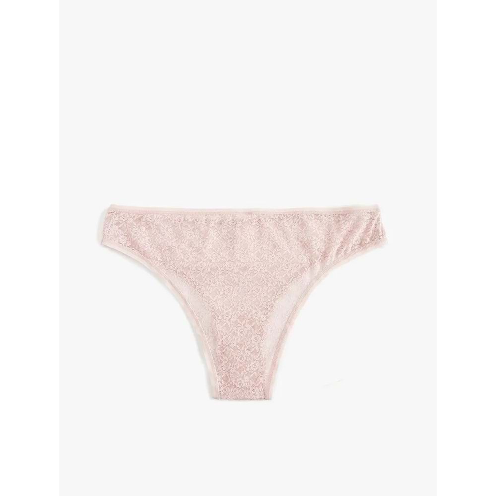 Kadın İç Giyim Rahat Kalıp Dantelli Brazilian Külot - KOTON - 6WLK30040MK - PEMBE - L