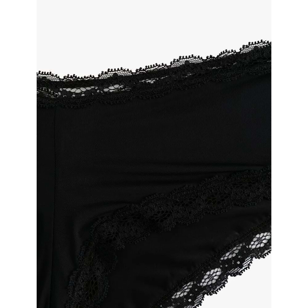 Kadın İç Giyim Yüksek Bel Dantelli Hipster Külot - KOTON - 6WLK30004MK - SİYAH - S