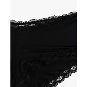 Kadın İç Giyim Yüksek Bel Dantelli Hipster Külot - KOTON - 6WLK30004MK - SİYAH - S