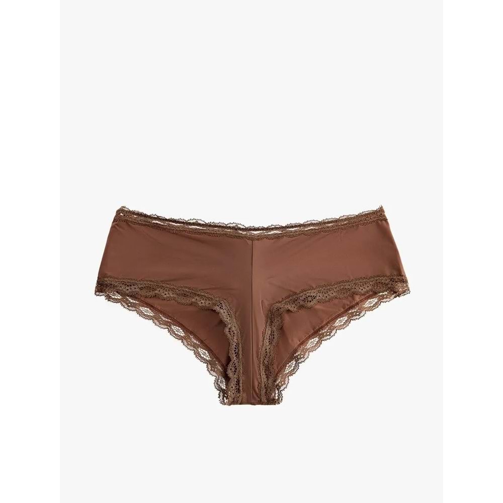 Kadın İç Giyim Yüksek Bel Dantelli Hipster Külot - KOTON - 6WLK30004MK - ROSE - S