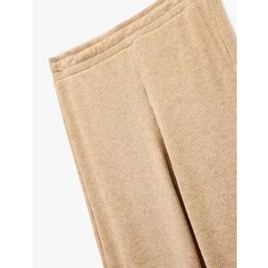 Kadın Giyim Slim Fit Uzun Kollu Yuvarlak Kayık Yaka Simli Tişört - KOTON - 6WAK40006EK - BEJ - M