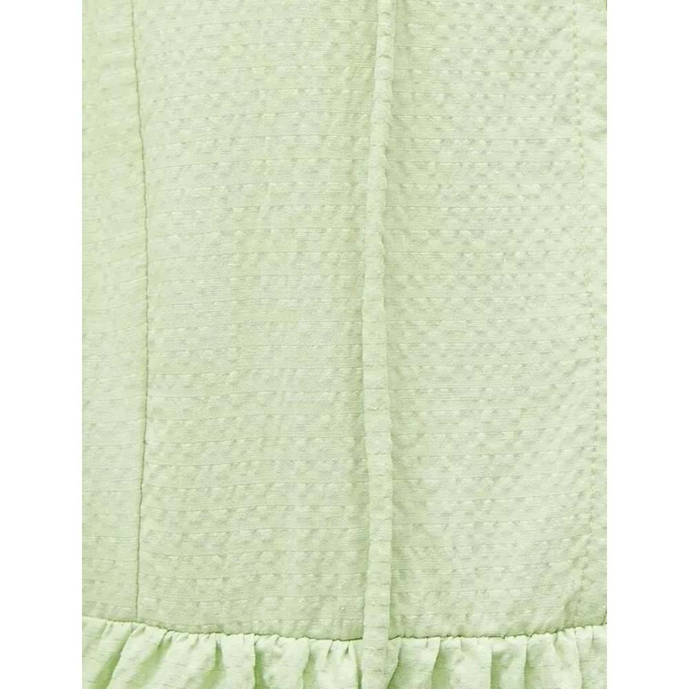 Uzun Kollu Elbise Bağlama Detaylı Volanlı Viskon Karışımlı - KOTON - 3SAL80013IW - YEŞİL - 38