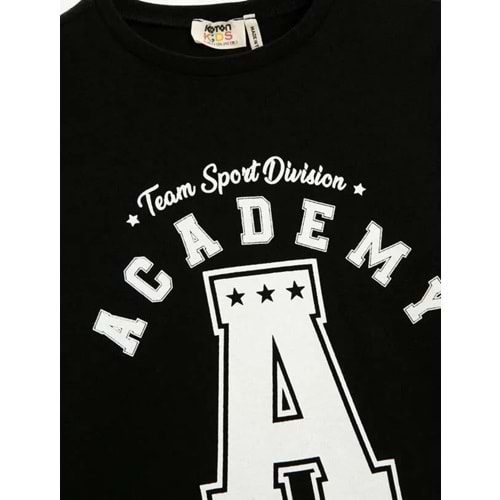 Kız Çocuk Kolej Tişört Uzun Kollu Bisiklet Yaka Baskılı Pamuklu