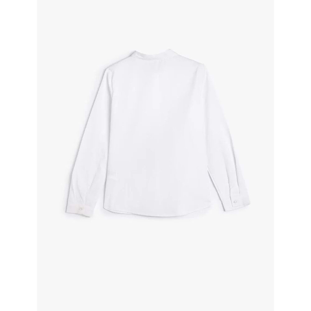 Kız Çocuk Poplin Gömlek Basic Bebe Yaka Pamuklu - KOTON - 4WKG60027AW - KIRIK BEYAZ - 7-8 YAŞ