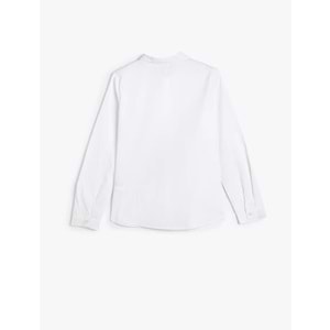 Kız Çocuk Poplin Gömlek Basic Bebe Yaka Pamuklu - KOTON - 4WKG60027AW - KIRIK BEYAZ - 7-8 YAŞ
