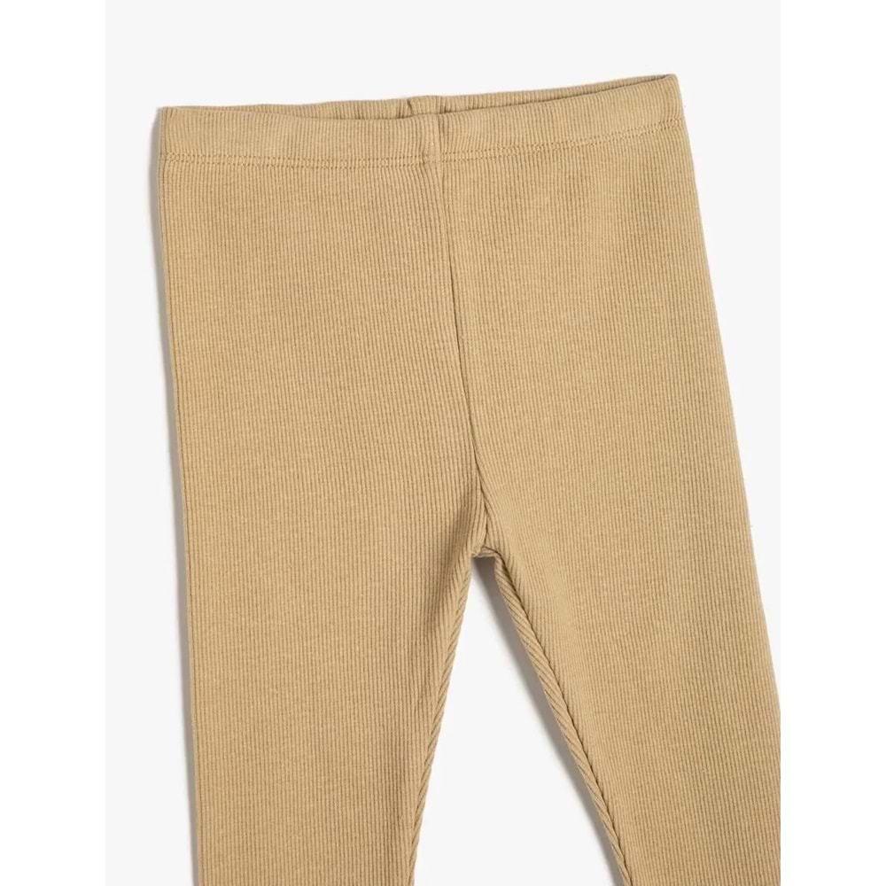 Kız Bebek Basic Tayt Kaşkorse Fırfırlı Beli Lastikli Pamuklu - KOTON - 4WMG40012AK - BEJ - 6-9 AY