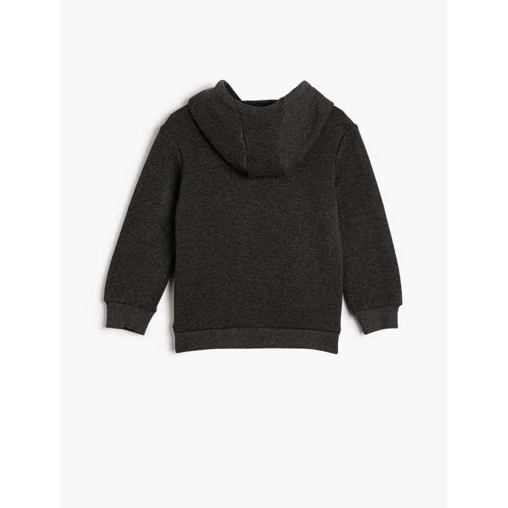 Erkek Çocuk Kapşonlu Sweatshirt Uzun Kollu Şardonlu Basketbol Temalı Baskılı - KOTON - 4WKB10098TK - ANTRASİT - 5-6 YAŞ