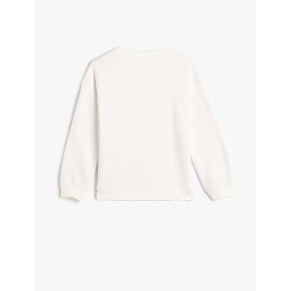 Kız Çocuk Anime Sweatshirt Uzun Kollu Bisiklet Yaka Şardonlu - KOTON - 4WKG10063AK - EKRU - 13-14 YAŞ