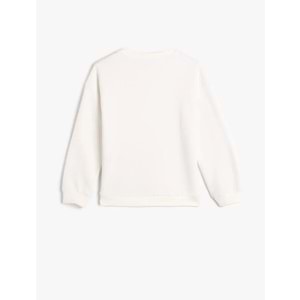 Kız Çocuk Anime Sweatshirt Uzun Kollu Bisiklet Yaka Şardonlu - KOTON - 4WKG10063AK - EKRU - 13-14 YAŞ