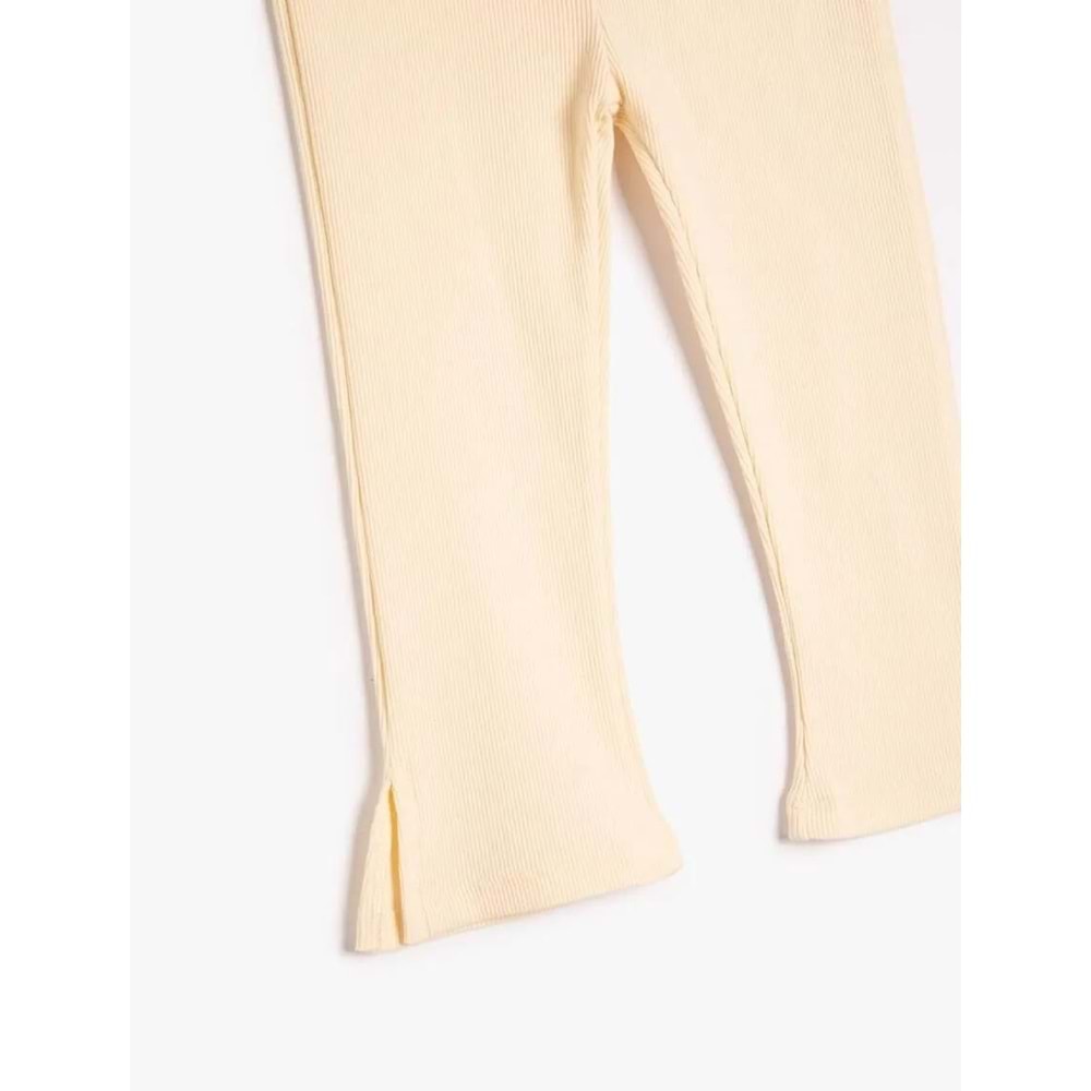 Kız Bebek İspanyol Paça Basic Tayt Kaşkorse Beli Lastikli Pamuklu - KOTON - 4WMG40037AK - BEJ - 4-5 YAŞ