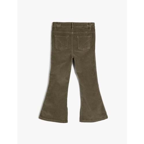 Kız Çocuk Kadife Pantolon İspanyol Paça Yırtmaç Detaylı