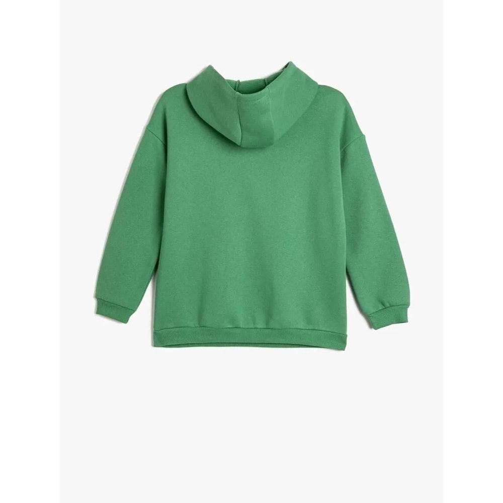 Kız Çocuk Kapşonlu Sweatshirt Anime Baskılı Uzun Kollu Şardonlu - KOTON - 4WKG10322AK - YEŞİL - 5-6 YAŞ