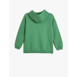 Kız Çocuk Kapşonlu Sweatshirt Anime Baskılı Uzun Kollu Şardonlu - KOTON - 4WKG10322AK - YEŞİL - 5-6 YAŞ