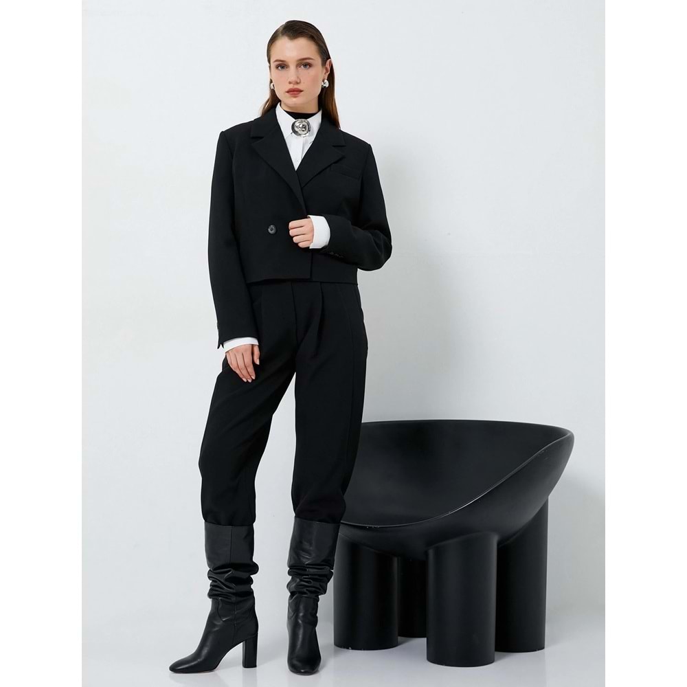 Blazer Ceket Kruvaze Düğmeli Cepli - KOTON - 4WAK50056UW - SİYAH - 42