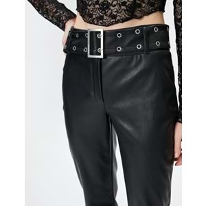 Kadın Giyim Deri Pantolon - KOTON - 4WAL40128IW - SİYAH - 34