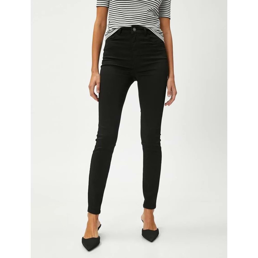 Yüksek Bel Kot Pantolon Dar Paça - KOTON - 4WAL40002MW - SİYAH - 34