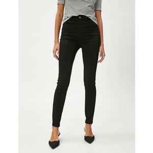 Yüksek Bel Kot Pantolon Dar Paça - KOTON - 4WAL40002MW - SİYAH - 34