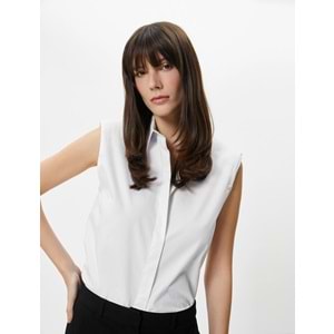 Kolsuz Gömlek Düğmeli Vatkalı Klasik Yaka - KOTON - 4SAK60056UW - KIRIK BEYAZ - 38