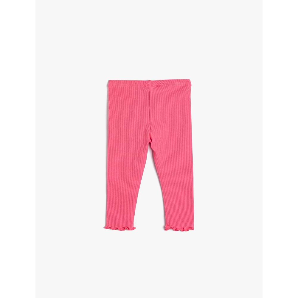 Kız Bebek Basic Tayt Fitilli Beli Lastikli Pamuklu Düğme Detaylı - KOTON - 4SMG40024AK - PEMBE - 12-18 AY