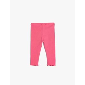 Kız Bebek Basic Tayt Fitilli Beli Lastikli Pamuklu Düğme Detaylı - KOTON - 4SMG40024AK - PEMBE - 12-18 AY