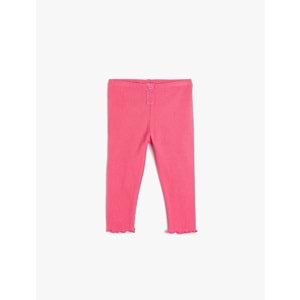 Kız Bebek Basic Tayt Fitilli Beli Lastikli Pamuklu Düğme Detaylı - KOTON - 4SMG40024AK - PEMBE - 12-18 AY