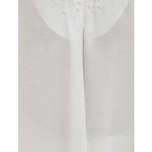 İncili Bluz V Yaka Uzun Kollu Viskon Dokulu - KOTON - 4SAK60133UW - KIRIK BEYAZ - 38