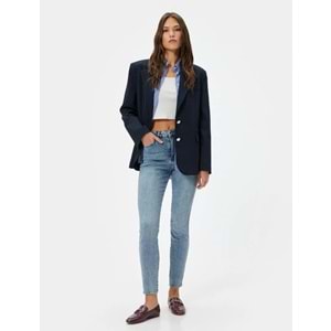 Dar Paça Yüksek Bel Esnek Kot Pantolon - Carmen Skinny Jeans - KOTON - 4SAL40135MD - AÇIK İNDİGO - 30/32