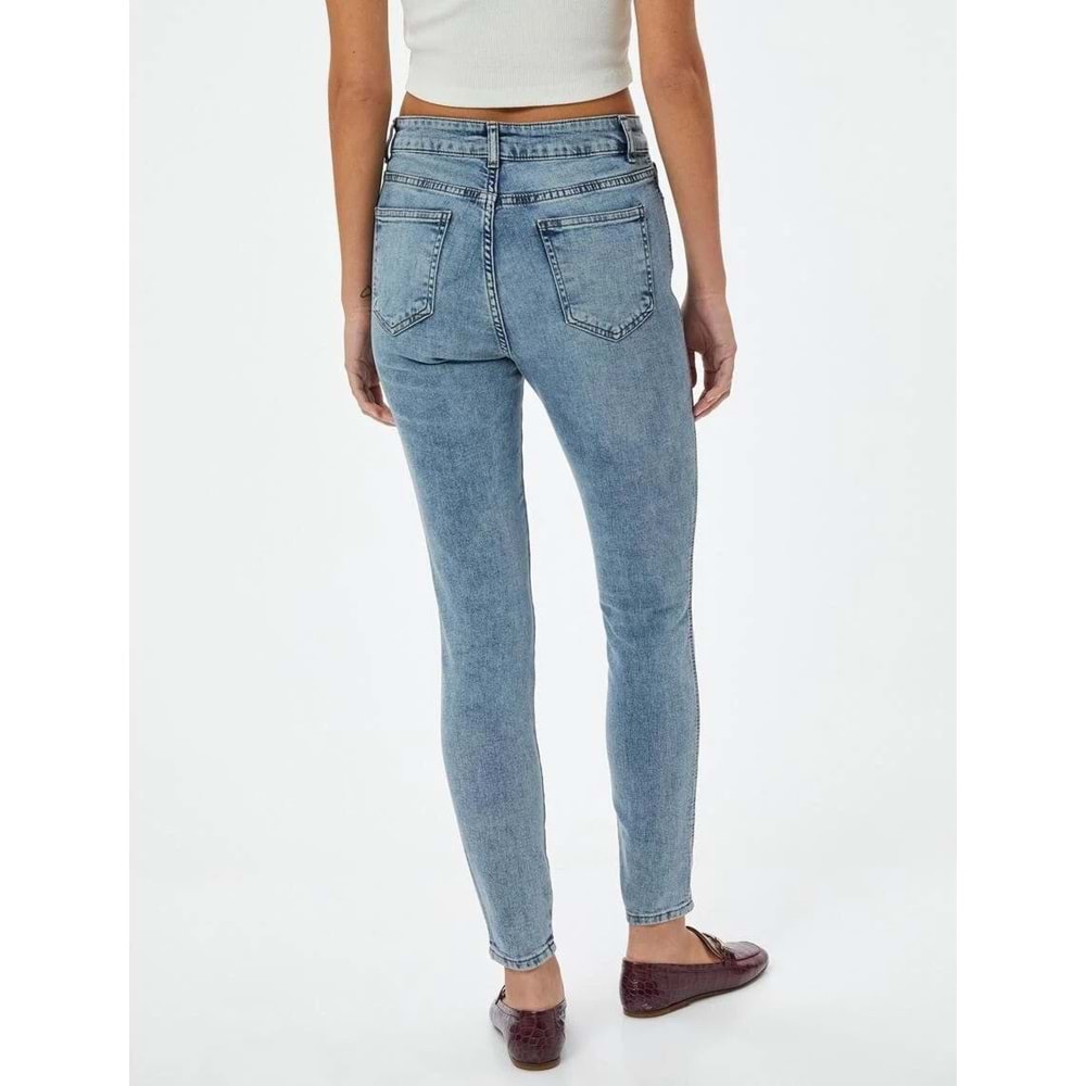 Dar Paça Yüksek Bel Esnek Kot Pantolon - Carmen Skinny Jeans - KOTON - 4SAL40135MD - AÇIK İNDİGO - 30/32