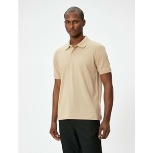 Yakalı Tişört Düğmeli Slim Fit Kısa Kollu - KOTON - 4SAM10108MK - BEJ - M