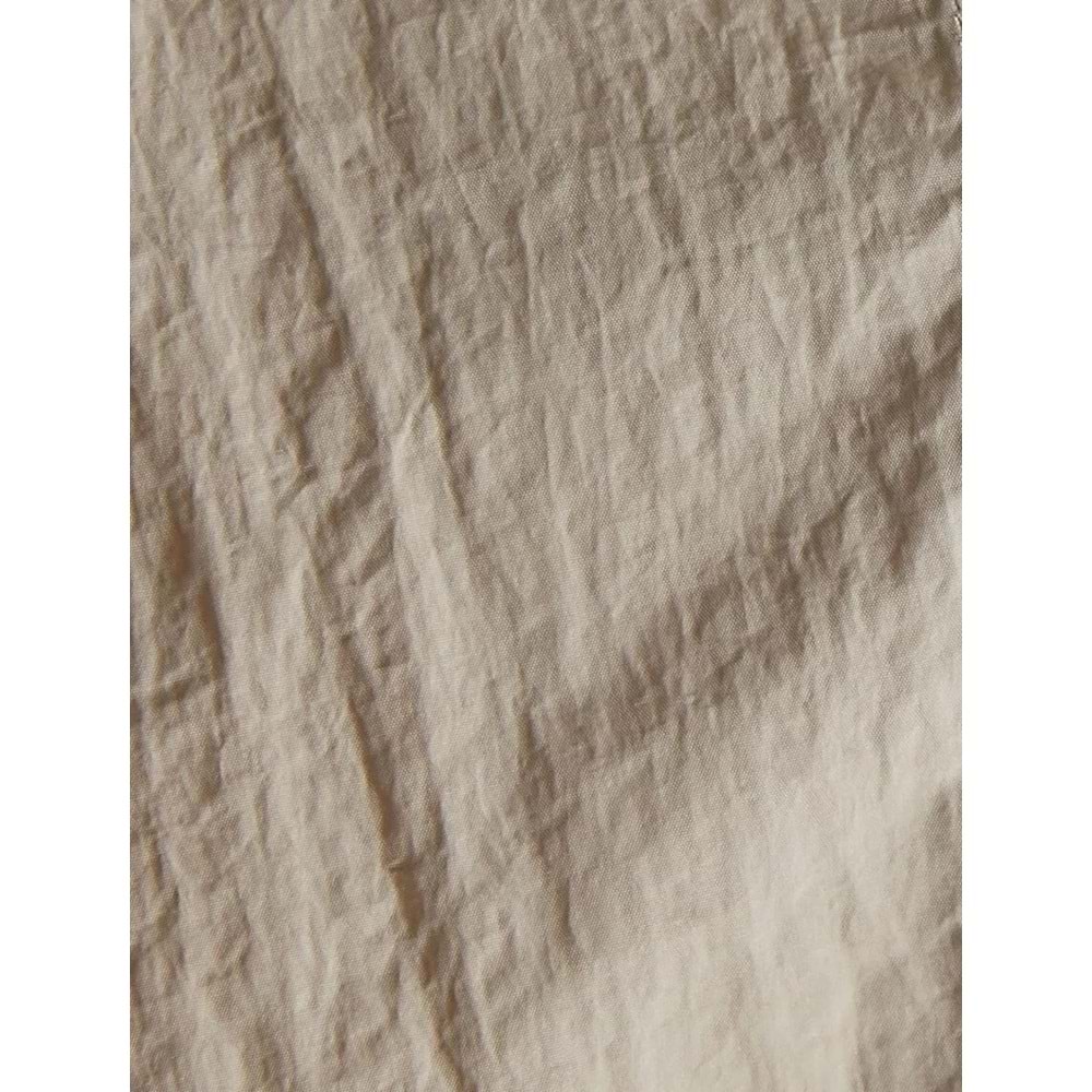 Paraşüt Kumaş Crop Gömlek Oversize Beli Lastikli - KOTON - 4SAL60011IW - BEJ - 34
