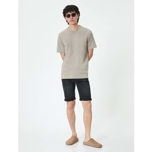 Kot Şort Slim Fit Düğmeli Cepli Katlı Paça - KOTON - 4SAM40313ND - SİYAH - 32