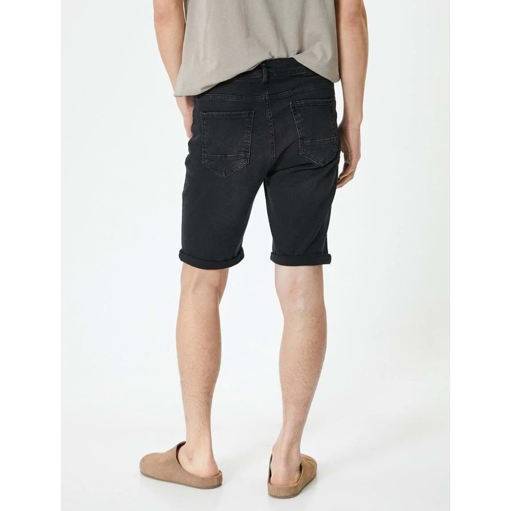 Kot Şort Slim Fit Düğmeli Cepli Katlı Paça - KOTON - 4SAM40313ND - SİYAH - 32