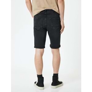 Kot Şort Slim Fit Düğmeli Cepli Katlı Paça - KOTON - 4SAM40314ND - SİYAH - 32