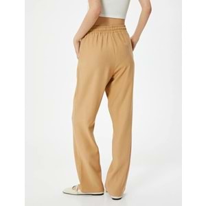 Bol Paça Pantolon Viskoz Kumaş Beli Bağlamalı Cepli - KOTON - 4SAK40043PW - KAHVERENGİ - 36