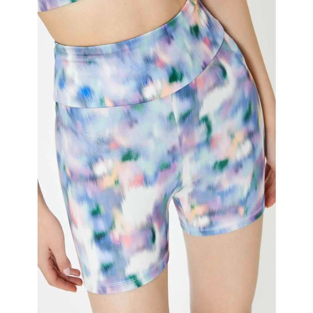 Spor Biker Tayt Yüksek Bel Batik Desenli Slim Fit - KOTON - 4SAK40061NK - LİLA DESENLİ - M