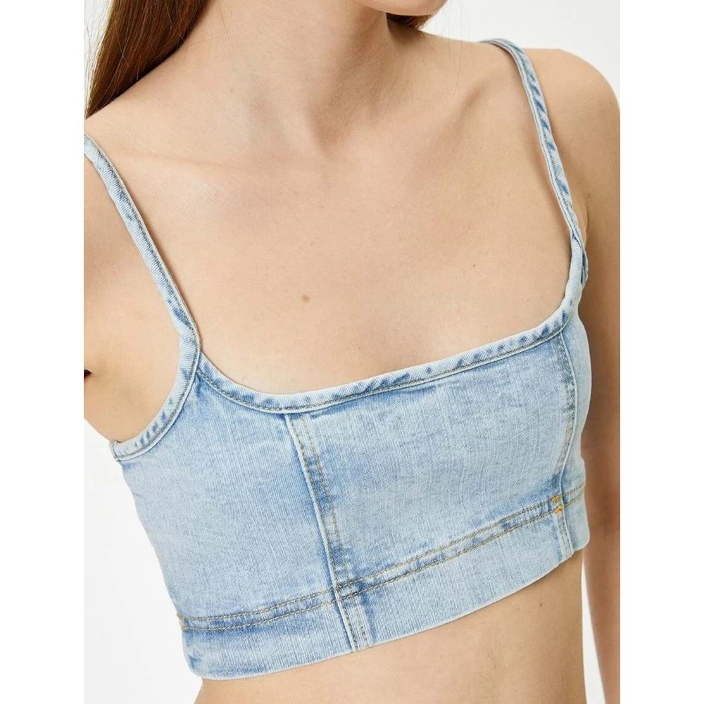 Kot Büstiyer İnce Askılı Slim Fit Kare Yaka - KOTON - 4SAL30005MD - AÇIK İNDİGO - 38